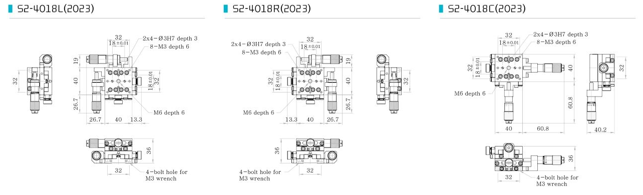 S2-4018 bàn trượt vi chỉnh XY Cross Roller