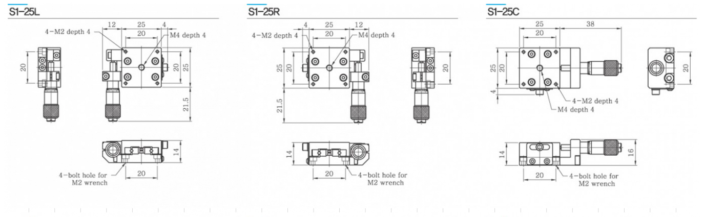 S1-25 bàn tinh chỉnh 1 trục S1 Manual Stage