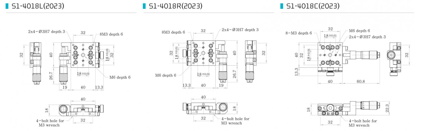 S1-4018 bàn trượt vi chỉnh 1 trục Cross Roller