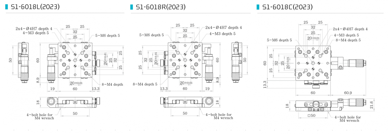 S1-6018 S1 Manual Stage bàn tinh chỉnh 1 trục