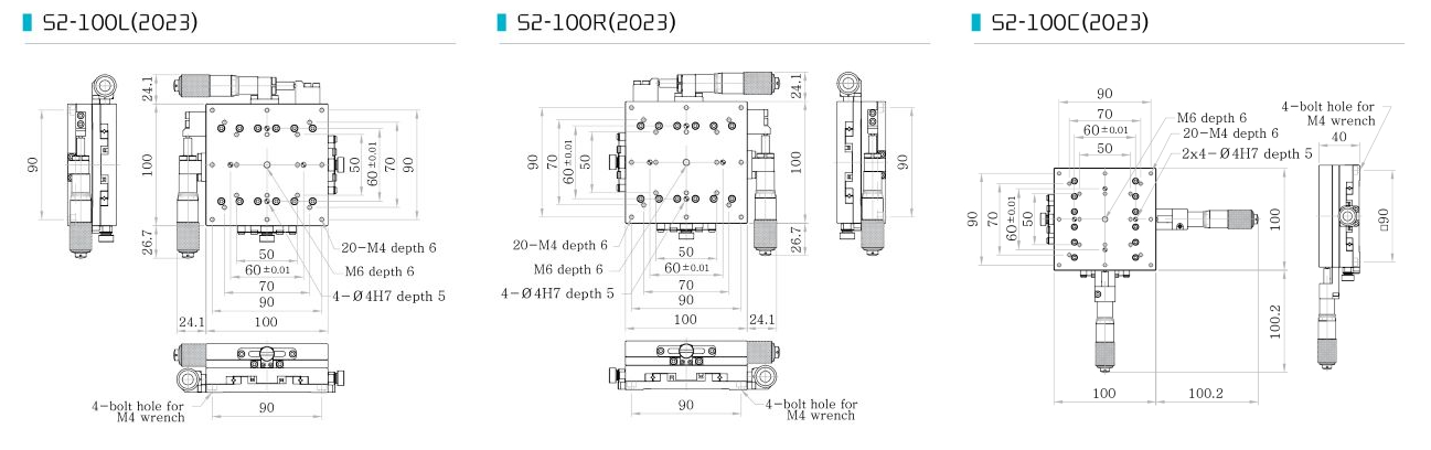 S2-100 S2 Manual Stage bàn tinh chỉnh cơ