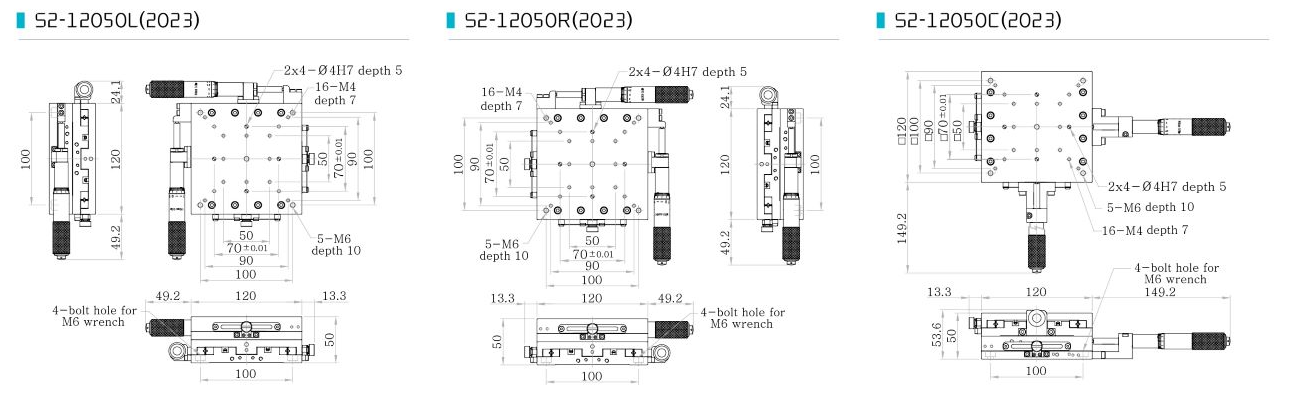 S2-12050 bàn trượt vi chỉnh XY hành trình dài