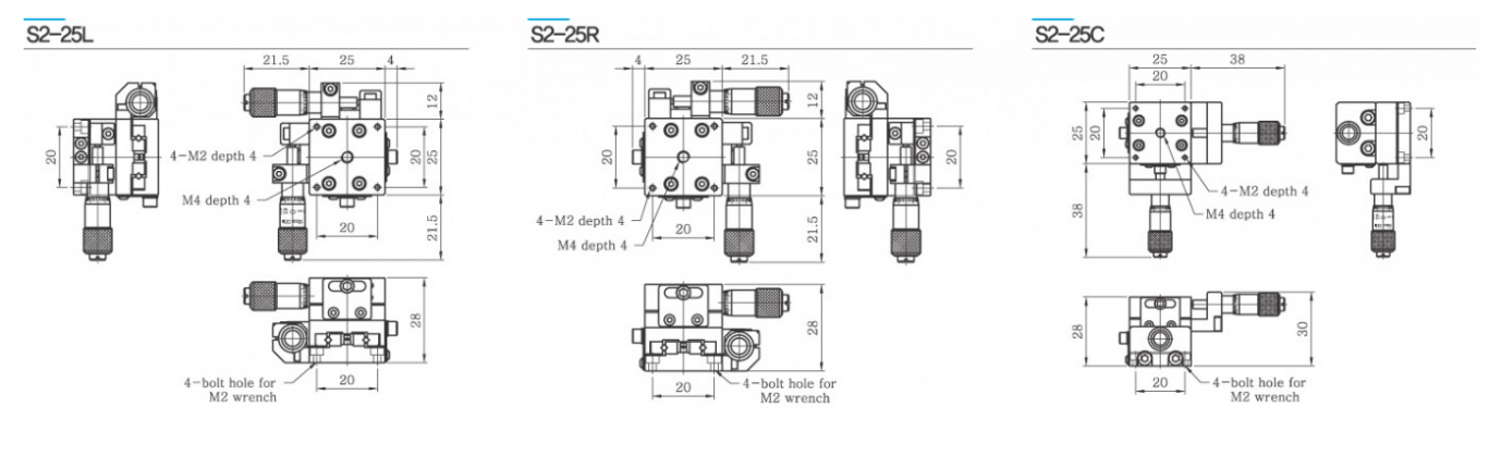 S2-25 bàn tinh chỉnh trục XY S2 Manual Stage