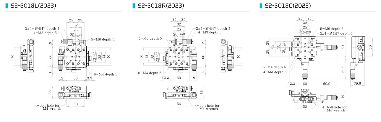 S2-6018 S2 Manual Stage bàn tinh chỉnh trục XY
