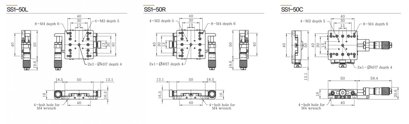 SS1-50 bàn tinh chỉnh trục X inox DpinKorea