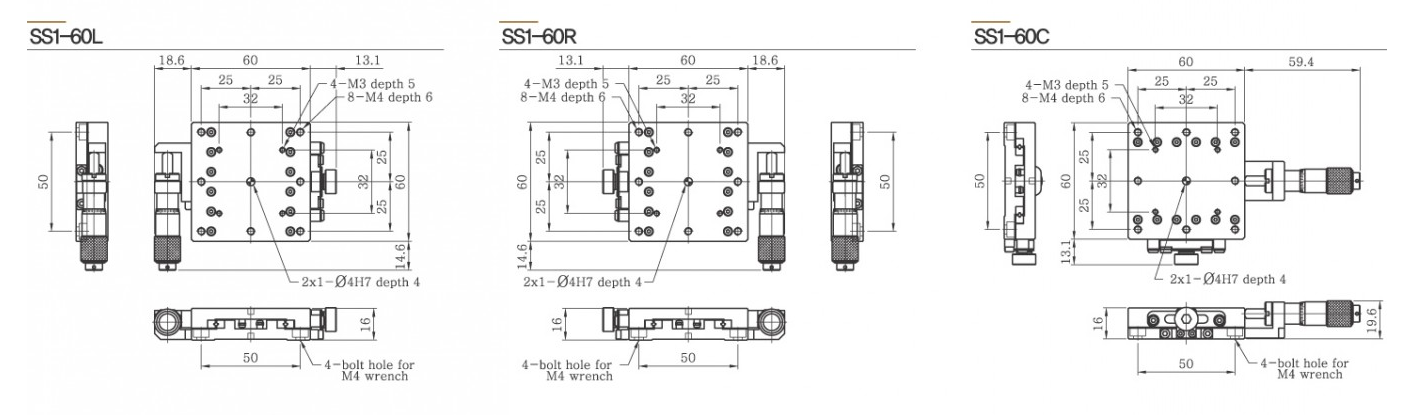 SS1-60 bàn trượt vi chỉnh inox Crossed Roller Bearing