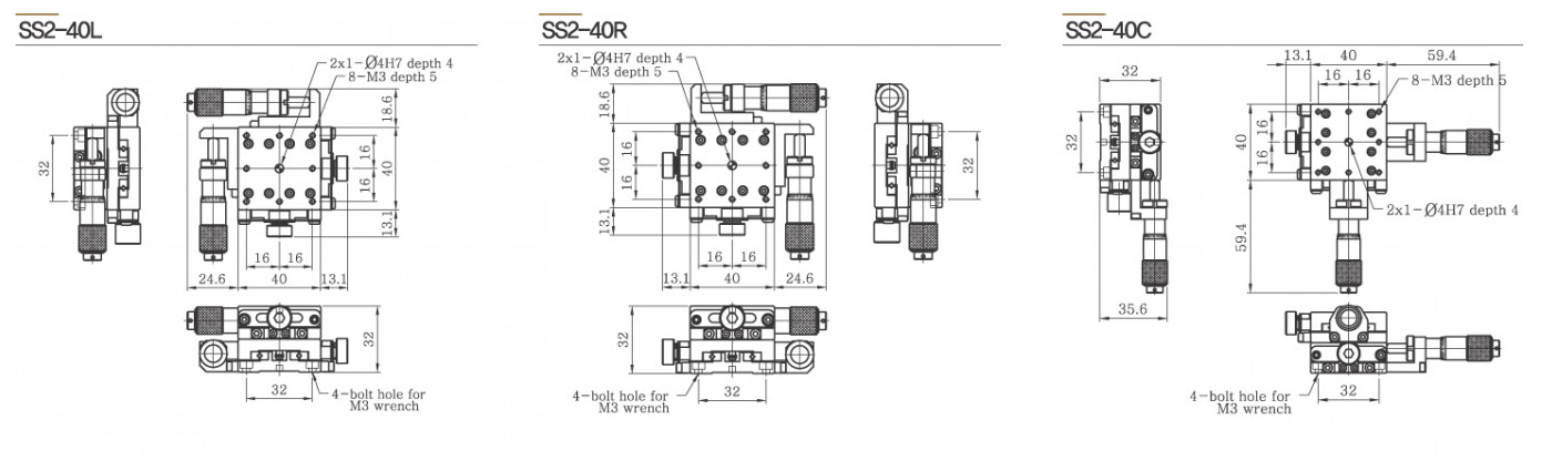 SS2-40 bàn tinh chỉnh inox 2 trục SS2 Manual Stage
