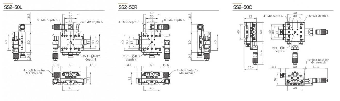 SS2-50 bàn tinh chỉnh trục XY inox DpinKorea