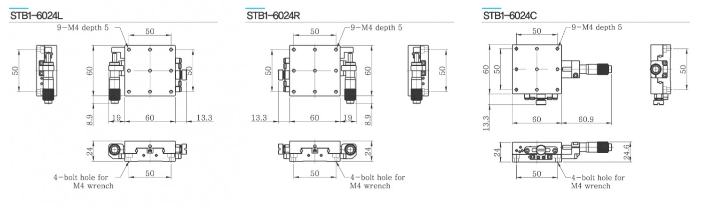 Bản vẽ STB1-6024 bàn tinh chỉnh 1 trục thép mạ nickel