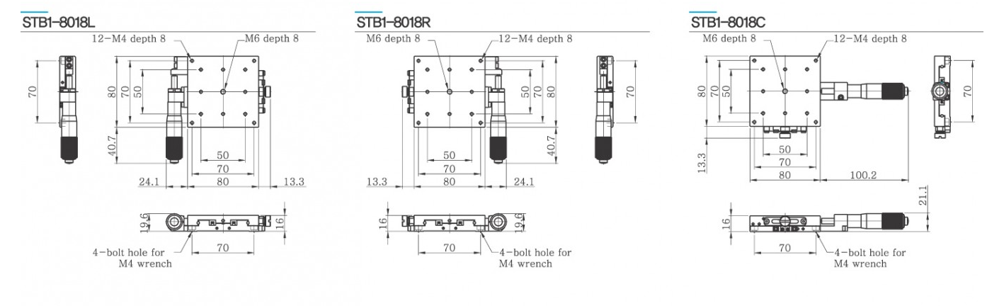 Bản vẽ STB1-8018 bàn tinh chỉnh 1 trục thép mặt bàn 80x80mm