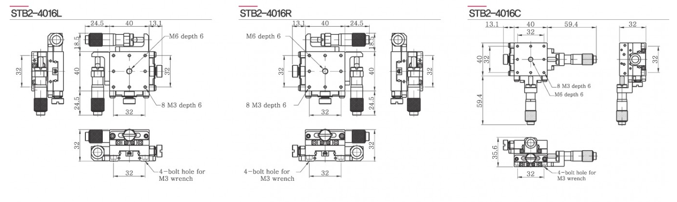 Bản vẽ STB2-4016 bàn tinh chỉnh XY thép Ball Guide