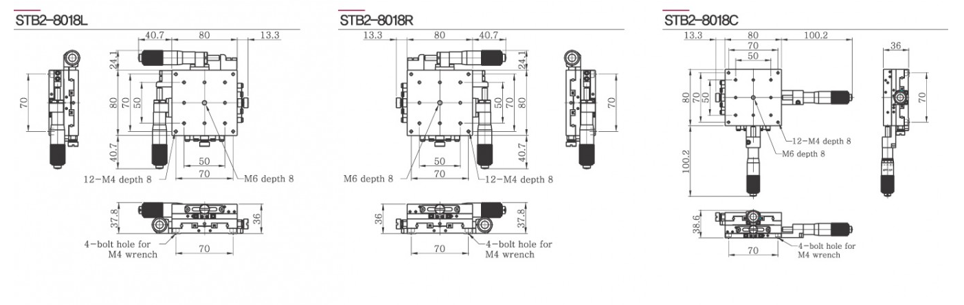 Bản vẽ STB2-8018 bàn tinh chỉnh XY mặt bàn 80x80mm