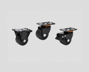 Bánh xe KD-C05-1-63SF D63 HDP đen rộng 50mm, càng xoay mặt bích 107x82mm chịu tải 400kg